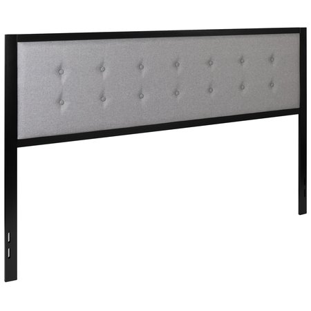 Flash Furniture King Tufted Metal Headboard in Light Gray Fabric HG-HB1725-K-LG-GG